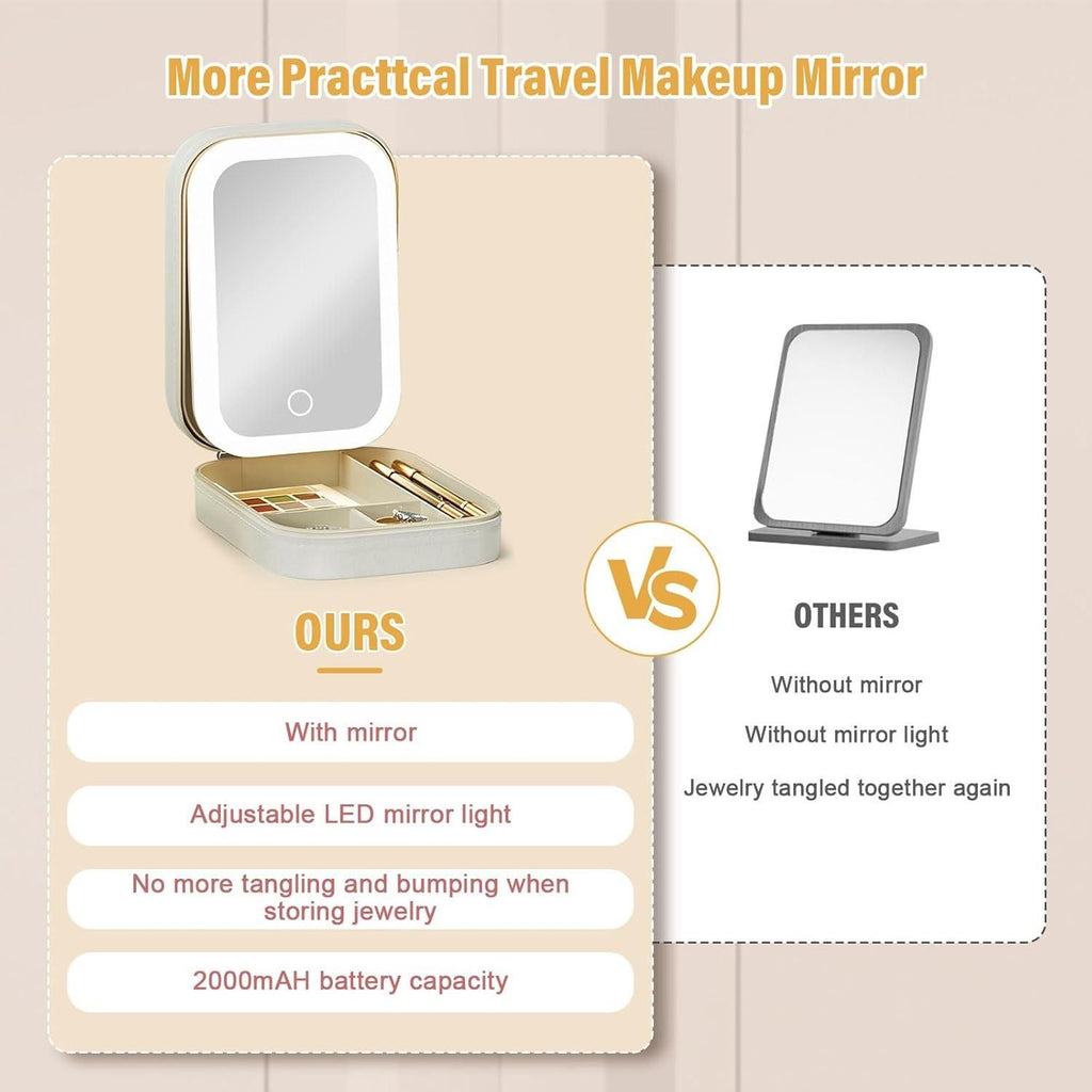 Portable Jewelry Case with LED Mirror